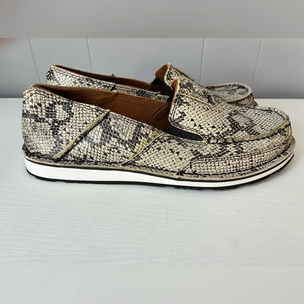NWOT Ariat Men's Snakeskin Loafers - Black and Cream Size 11B - Picture 4 of 11